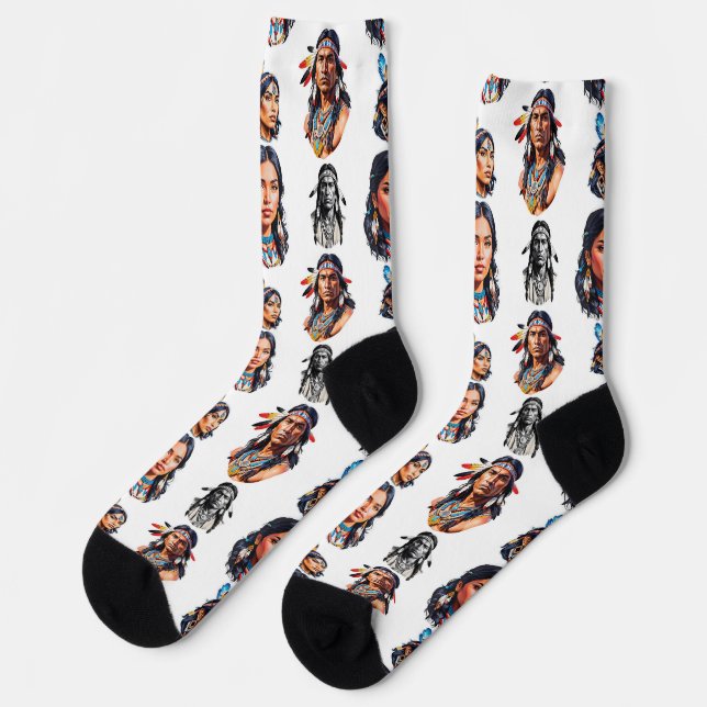 Native American Indian Tribe Pattern Design  Socks (Left)