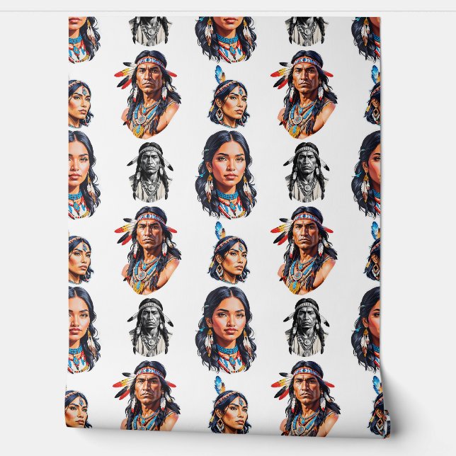 Native American Indian Tribe Pattern Design  Wallpaper (Unrolling)