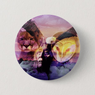 Native American Indian Warrior Pinback Button