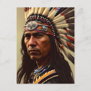 Native American Indian Warrior Postcard