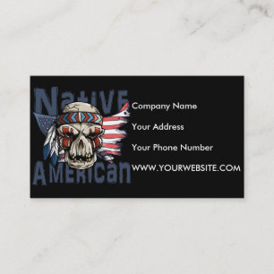 Native American Indian Warrior Skull USA Flag Business Card