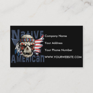 Native American Indian Warrior Skull USA Flag Business Card