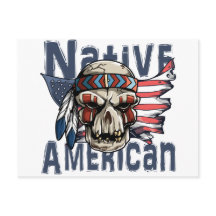 Native American Indian Warrior Skull USA Flag