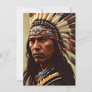 Native American Indian Warrior Thank You Card