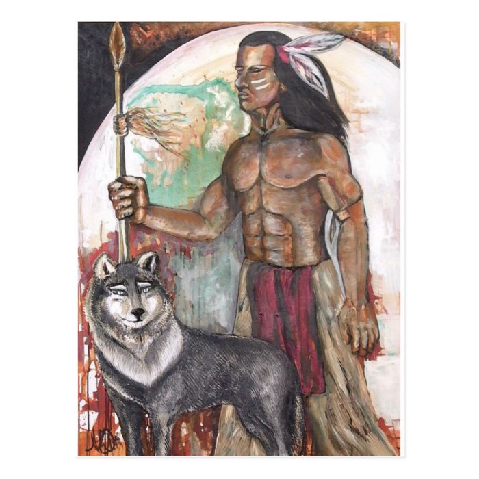 Native American Indian & Wolf Postcards