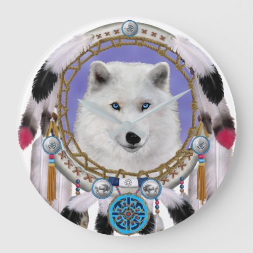 NATIVE AMERICAN INDIAN WOLF SPIRIT LARGE CLOCK