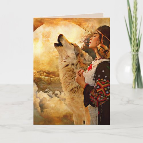 NATIVE AMERICAN INDIAN WOMAN BIRTHDAY CARD