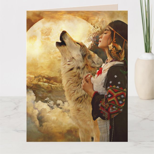 NATIVE AMERICAN INDIAN WOMAN BIRTHDAY CARD (Front)