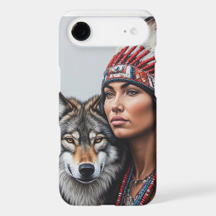 Native American Indian woman with wolf iPhone 17 Air Case