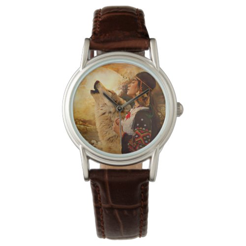 NATIVE AMERICAN INDIAN WOMAN WRIST WATCH