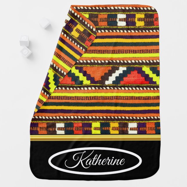 Native American Indian yellow design Baby Blanket (In Situ)