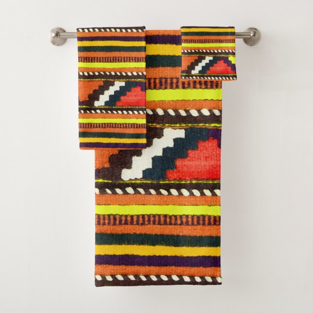 Native American Indian yellow design Bath Towel Set (Insitu)