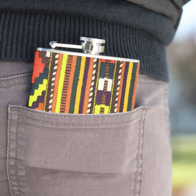 Native American Indian yellow design Flask (In Situ)