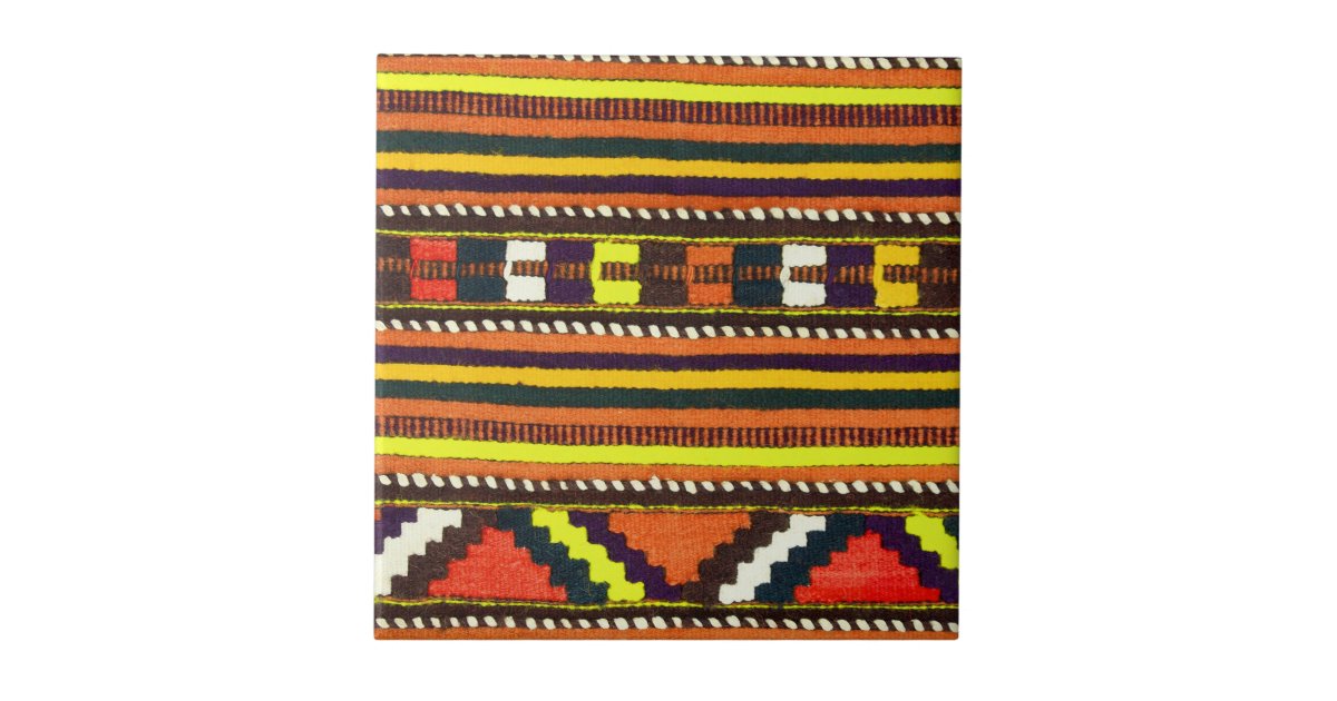 Native American Indian yellow design Tile | Zazzle