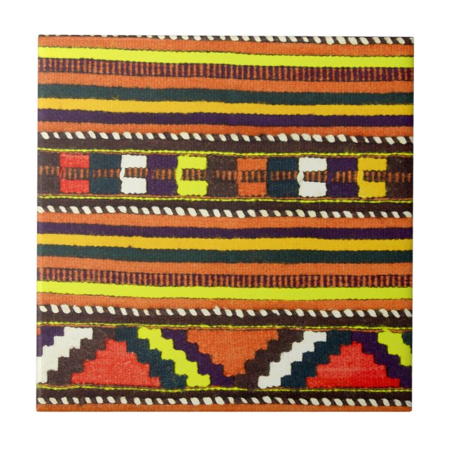 Native American Indian yellow design Tile (Front)