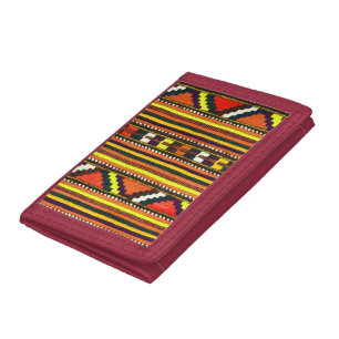 Native American Indian yellow design Tri-fold Wallet