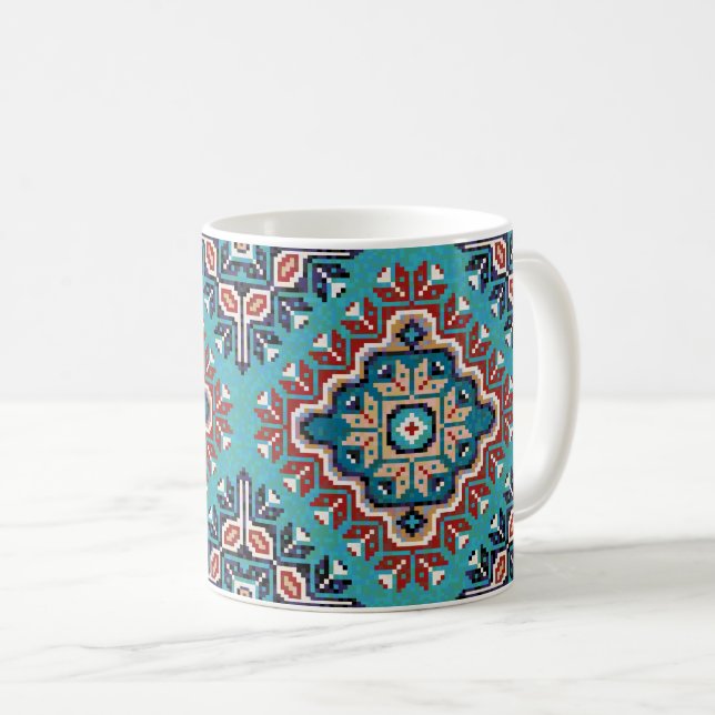 Native American Indians Navajo Mosaic Pattern Coffee Mug (Front Right)