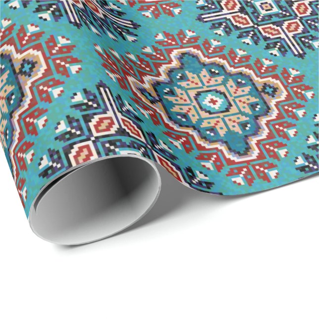 Native American Indians Navajo Mosaic Pattern  Wrapping Paper (Roll Corner)