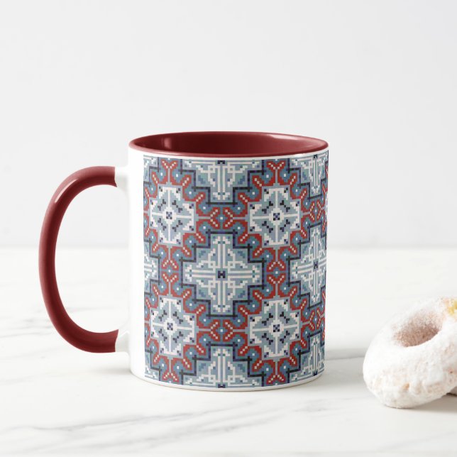 Native American Indians Navajo Pattern Mug (With Donut)