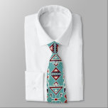 Native American Indians Navajo Pattern Neck Tie<br><div class="desc">Turquoise, red, black and white ethnic native American Indians Navajo geometric pattern.</div>