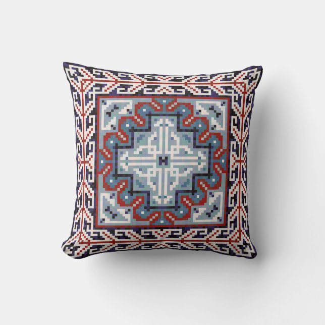 Native American Indians Navajo Pattern Throw Pillow (Front)