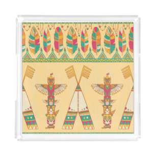 Native American Indigenous Ornamental Background. Acrylic Tray