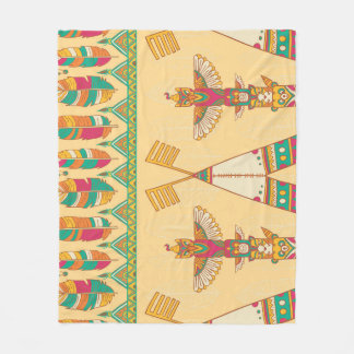 Native American Indigenous Ornamental Background. Fleece Blanket