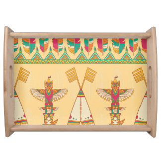 Native American Indigenous Ornamental Background. Serving Tray