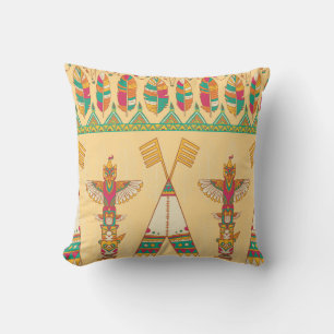 Native American Indigenous Ornamental Background. Throw Pillow