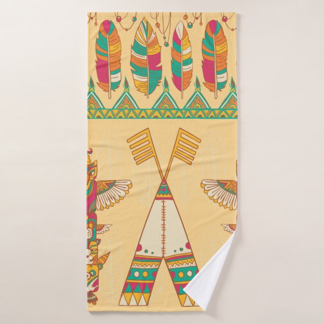 Native american indigenous ornamental seamless pat bath towel (Bath Towel)