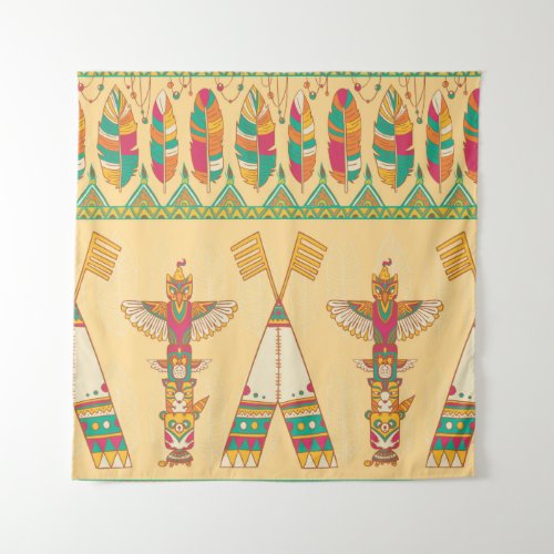 Native american indigenous ornamental seamless pat tapestry