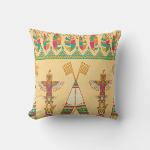 Native american indigenous ornamental seamless pat throw pillow
