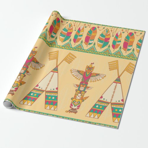 Native american indigenous ornamental seamless pat wrapping paper