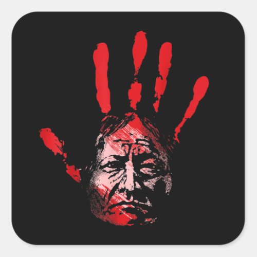 Native American Indigenous Red Hand Indian Blood T Square Sticker