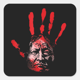 Native American Indigenous Red Hand Indian Blood T Square Sticker