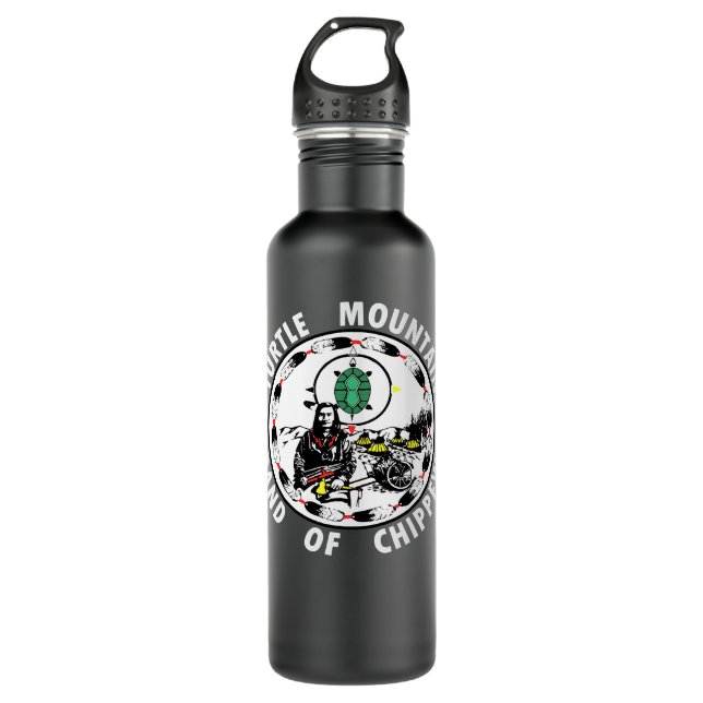 Native American Indigenous Turtle Mountain native  Stainless Steel Water Bottle (Front)