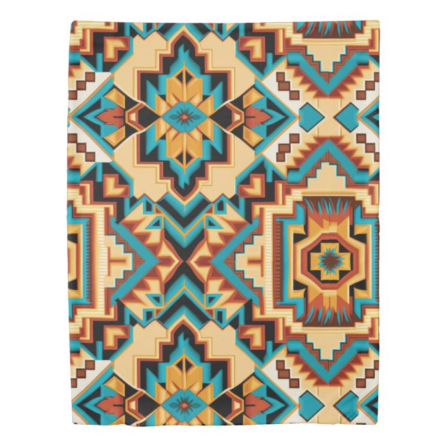 Native American-Inspired Abstract Pattern Duvet Cover (Front)