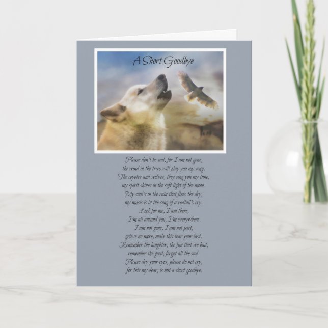Native American Inspired Spiritual Wolf Sympathy Card (Front)