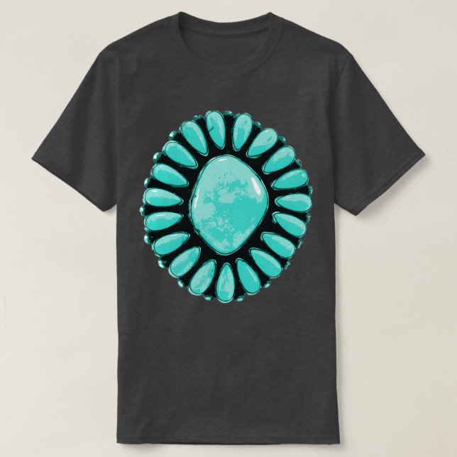 Native American Inspired Turquoise Jewelry Cluster T-Shirt (Design Front)