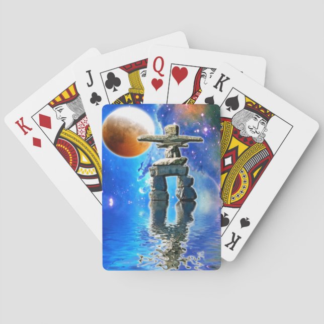 Native American Inuit Eskimo Inukshuk Poker Cards (Back)