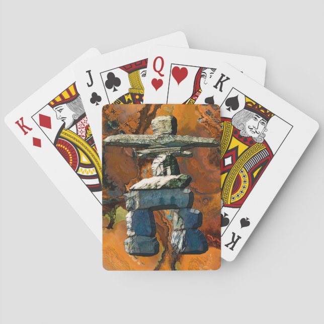 Native American Inuit Eskimo Inukshuk Poker Cards (Back)