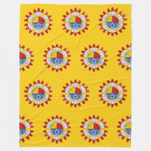 Native American KACHINA - TAWA Sun Mask 1 Fleece Blanket
