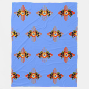 Native American Kokopelli - Kachina Zia Symbol 1 Fleece Blanket