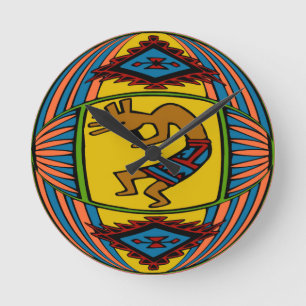 Native American KOKOPELLI Round Clock