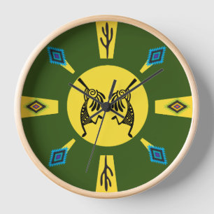 Native American Kokopelli Sun Southwestern  Clock
