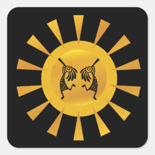 Native American Kokopelli Sun Southwestern  Square Sticker