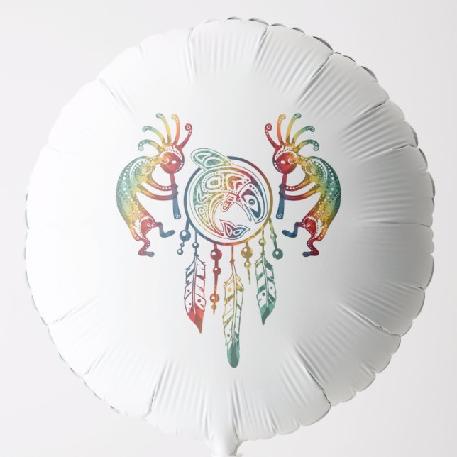 Native American Kokopelli Whale Dreamcatcher 1 Balloon (Front)
