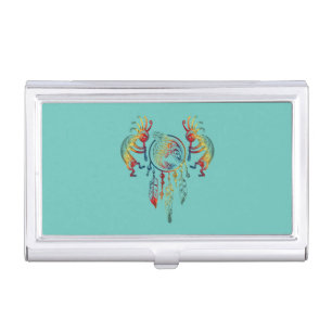 Native American Kokopelli Whale Dreamcatcher 1 Business Card Case