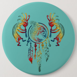 Native American Kokopelli Whale Dreamcatcher 1 Button
