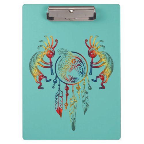 Native American Kokopelli Whale Dreamcatcher 1 Clipboard